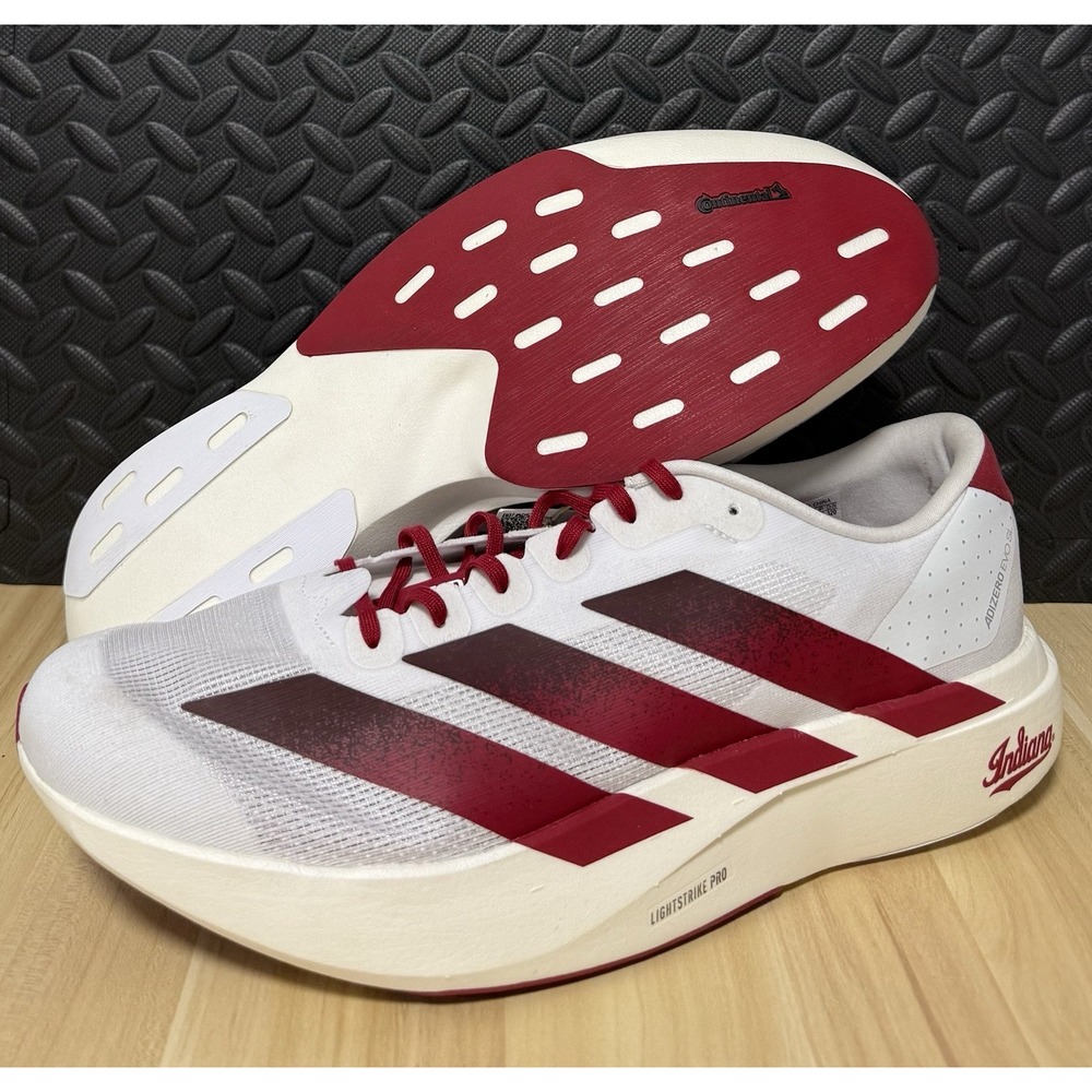 Adidas Adizero EVO SL Indiana Hoosiers White Red Running Shoes JQ4576 Mens Sz 16